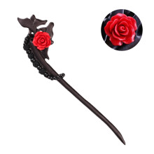 Dark Red Retro Hairpin Wood Hair Stick Vintage Hair Clip Durable
