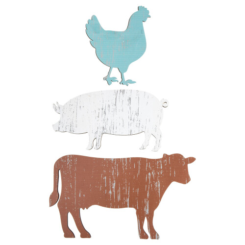 1 Set Geformte Holzschilder Huhn Schwein Kuh