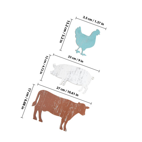 1 Set Geformte Holzschilder Huhn Schwein Kuh 1