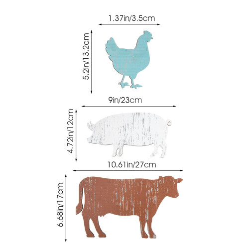 1 Set Geformte Holzschilder Huhn Schwein Kuh 2
