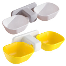 2Pcs Plastic Wall-Mounted Cat Bowls Double Feeder for Food and Water