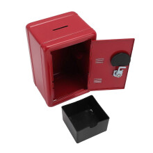 Mini-Safe in roter Wörterbuchform, Spardose aus Metall mit Schloss, Schlüssel und Passwort für Münzen