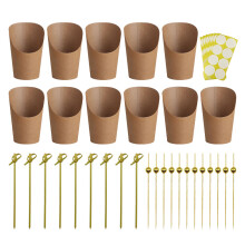1 Set Kraftpapier Cups Für Popcorn Mit Aufklebern Spießen