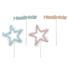2 Sets Mesh Pearl Star Cake Topper Decors