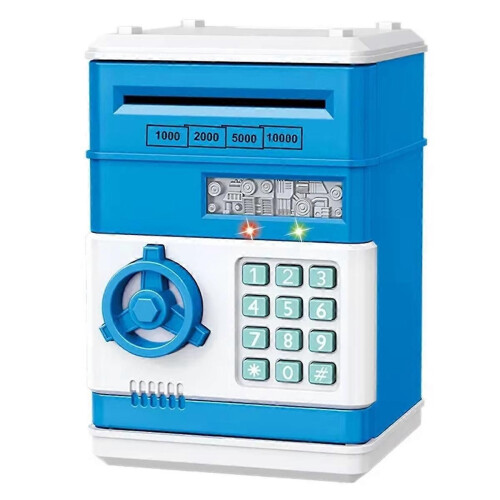 Automatisches Mini-Sparschwein mit Sicherheitsfunktion, blau