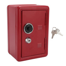 Mini-Safe, rotes Sparschwein in Wörterbuchform aus Metall mit Schloss, Schlüssel und Passwort für Münzen,