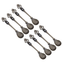 8Pcs Vintage Copper Mixing Spoons Dark Brown for Coffee Dessert Tea