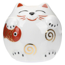 Keramik-Glückskatzen-Sparschwein, Maneki Neko, Glücksspender für Zuhause, Büro oder Restaurant