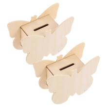 DIY-Sparschwein aus Holz für Zuhause, hellgelb, multifunktionale Münzaufbewahrung, 2 Stück