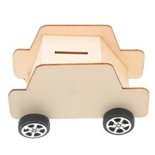 Khakifarbene DIY-Spardose aus Holz in Autoform zur Dekoration für Zuhause, Kinder-Spardose, 5-teilig