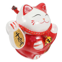 Niedliche Spardose mit Maneki-Neko-Motiv, ideal als Deko für Geschäftsinhaber und Zuhause, rot, 1 Set