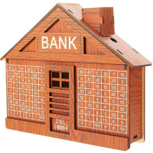 Braunes Sparschwein aus Holz für Erwachsene, Retro-Geldbehälter, ideal als Dekoration und Geschenk,