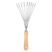 Rastrillo Inoxidable Con Mango Madera Para Hojas Caídas