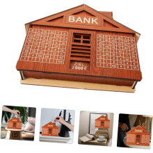 Spaarpot in de vorm van een houten huisje, een originele spaarpot voor munten en contant geld.