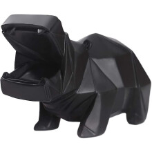 Hippo-kolikkopankki, hartsi, säästölipas, eläinhahmo, työpöydän koriste-esine (musta)