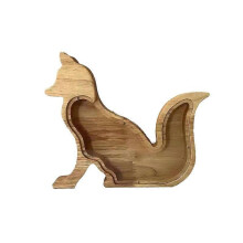 Tirelire en bois en forme de renard, tirelire pour économiser de l'argent, cadeau pour enfants, décoration
