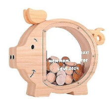 Tirelire en bois en forme de cochon, jolie tirelire pour garçons et filles, cadeau d'anniversaire et