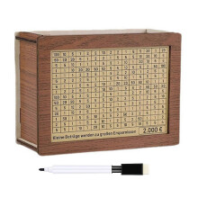 1 set houten spaarpot met teller en cijfersticker, grote spaarpot voor munten en contant geld.