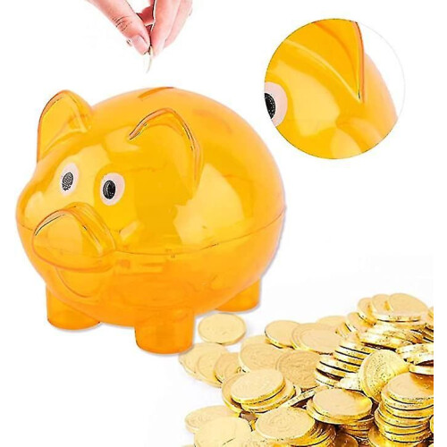 (Orange) Spardose, transparentes Geldglas, Bonbonglas