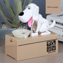 (weiße) Hunde-Spardose, Sparschwein, niedliches und lustiges Weihnachtsgeschenk für Kinder