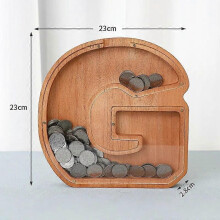 (G) 9,1 Zoll (ca. 23 cm) große Spardose aus Holz mit 26 Buchstaben – ideal als Geldkassette, Münzfach,