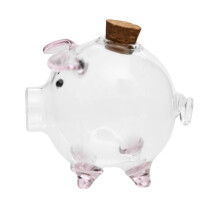 (Roze) Glazen spaarpot in de vorm van een varkentje, gouden bonenpot voor het sparen van contant geld