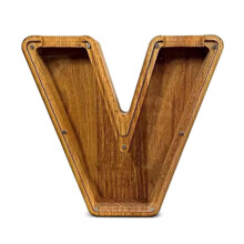 (V)Houten spaarpotten in de vorm van letters met een doorzichtig venster, spaarpot voor kinderen, cadeau