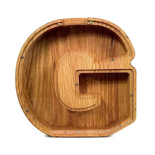 (G)Houten spaarpotten met letterontwerp, doorzichtig venster, geldspaarbox voor het leren sparen en