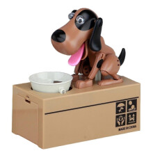 (Schwarz Braun) Geld essen Hund Sparschwein Geld stehlen Hund Sparschwein Glücksfächer Geld essen Hund