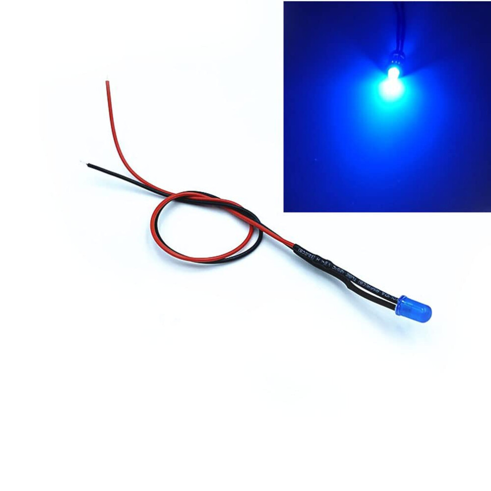 5Pcs 3Mm Pre-Wired With Black Holders Emitting Diodes Bulb Lights Blue 3V-220V Led Bulbs For Hobbyists 9393856395385