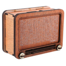 Houten spaarpot in de vorm van een radio, geldpot, muntcontainer voor thuis