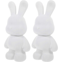 Lot de 2 tirelires lapin blanc inachevées.