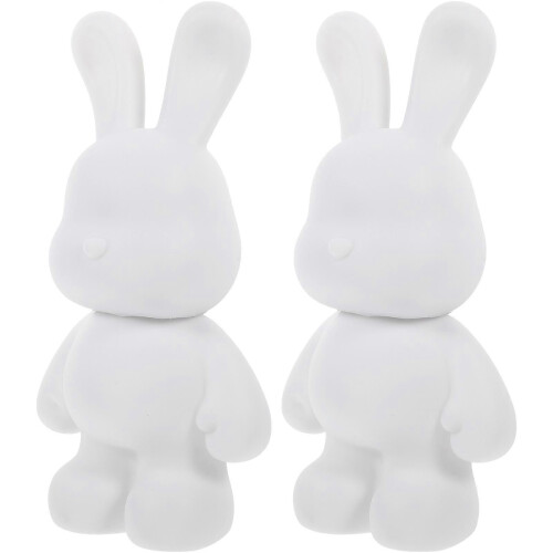 Lot de 2 tirelires lapin blanc inachevées.