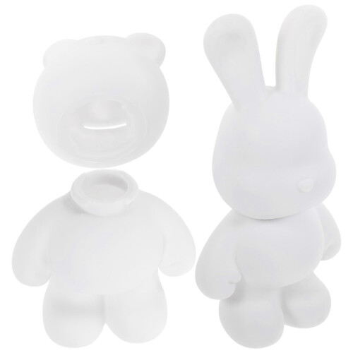 Lot de 2 tirelires lapin blanc inachevées. 2