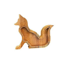 (Zorro) Hucha de madera con forma de animal, caja para ahorrar dinero, regalo para niños, decoración