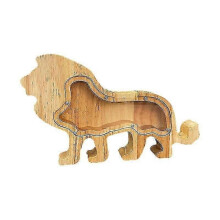 (León) Hucha de madera con forma de animal, caja para ahorrar dinero, regalo para niños, decoración