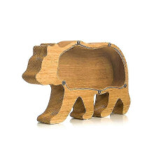 (Oso) Hucha de madera con forma de animal, caja para ahorrar dinero, regalo para niños, decoración del