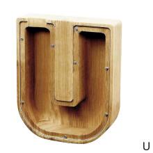 (U)25-26 Hucha de madera con letras divertidas, caja para ahorrar dinero, regalo para niños y adultos