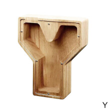 (Y)25-26 Alcancía de madera con letras divertidas, caja para ahorrar dinero, regalo para niños y adultos