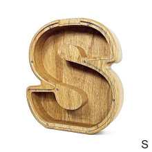 (S)25-26 Alcancía de madera con letras divertidas, caja para ahorrar dinero, regalo para niños y adultos