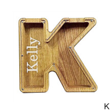 (K)25-26 Hucha de madera con letras divertidas, caja para ahorrar dinero, regalo para niños y adultos