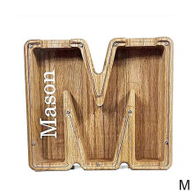 (M)25-26 Hucha de madera con letras divertidas, caja para ahorrar dinero, regalo para niños y adultos