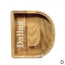 (D)25-26 Hucha de madera con letras divertidas, caja para ahorrar dinero, regalo para niños y adultos