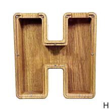 (H)25-26 Hucha de madera con letras divertidas, caja para ahorrar dinero, regalo para niños y adultos