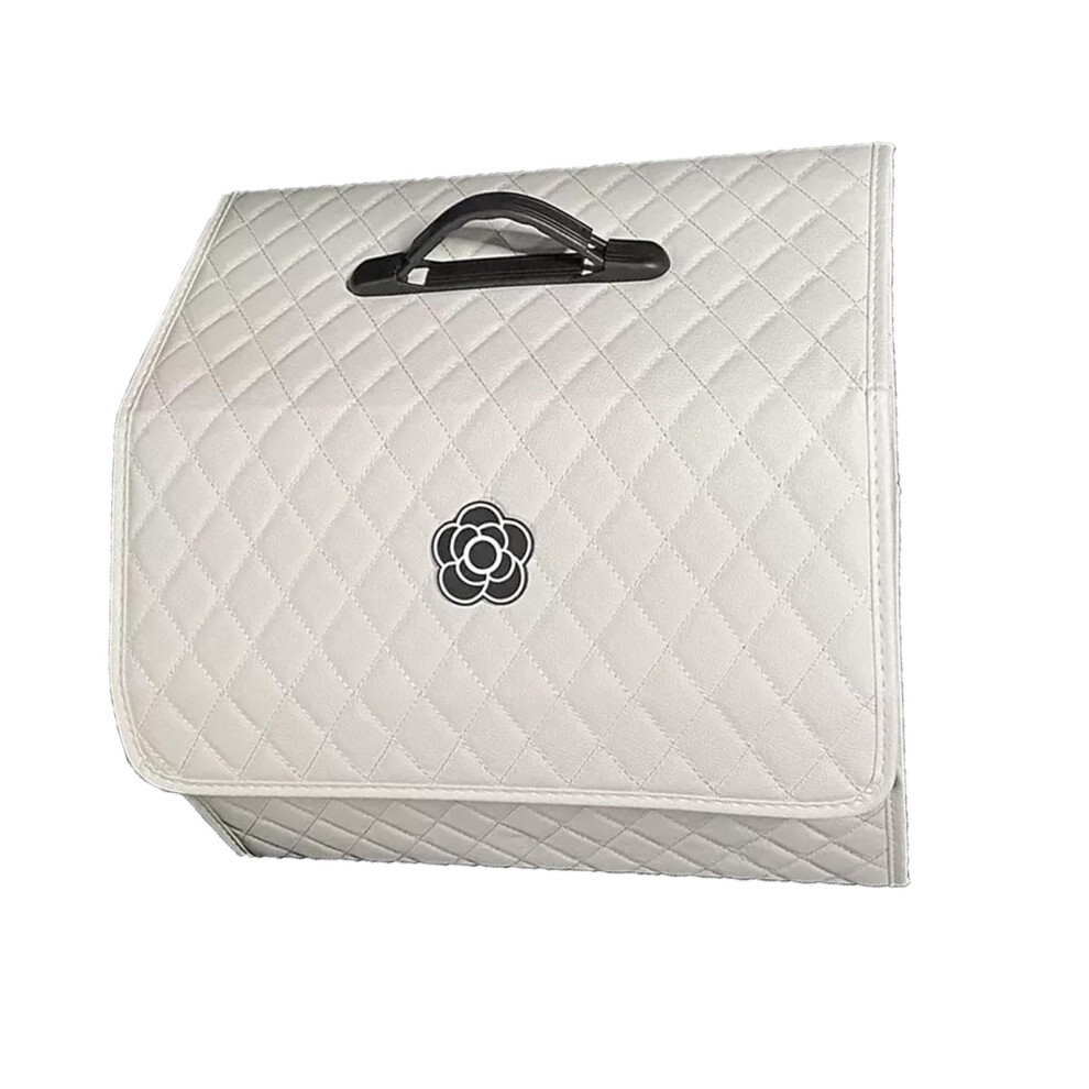 Car Trunk Suv Organizer With Pu Leather High-Capacity Storage Box, Lid, Handle, Dustproof Portable Bin For Suv Van 9393856396566
