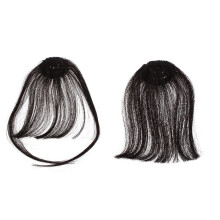 2St Hair Air Bangs Van Echt Haar Voor Vrouwen, Zwarte Clip in Franje