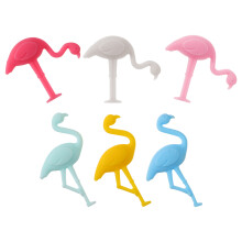 1 Conjunto 6 Anéis Silicone Para Taça De Vinho Tema Flamingo