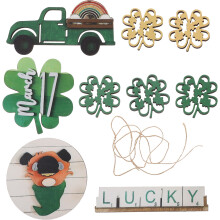 5Stk St Patricks Day Gestufte Tablett Holzschild Tischdekoration