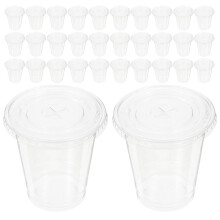 100Stk Transparente Mit Deckeln Für Kaltgetränke Und Smoothies