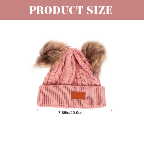 Double Pompom Strickmütze Für Kinder Hautrosa 2